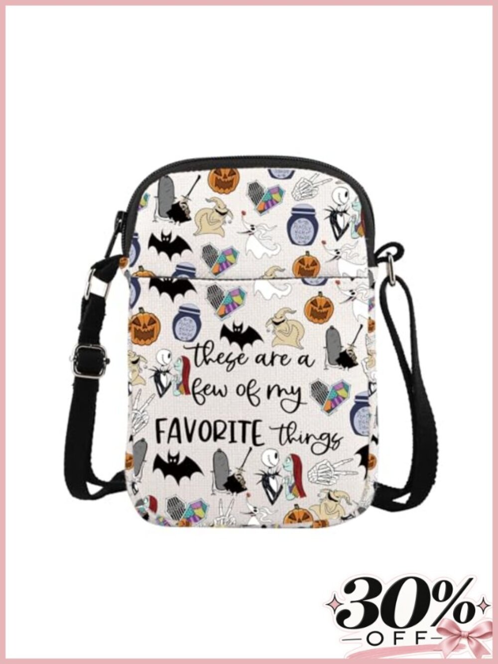 Cotton Linen Crossbody Bag with 3 Pockets Adjustable Strap for Women